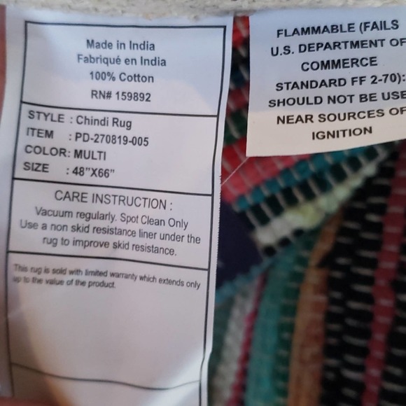 NWT Multicolor Ribbon Frayed Chindi 48"×66" Rug - Picture 5 of 7